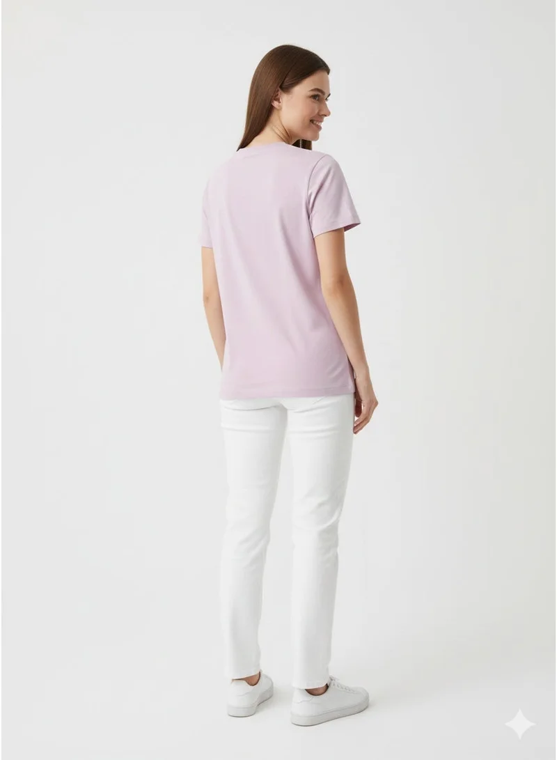 لعب البولو تيشيرت نسائي برسومات - ليلك